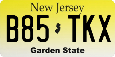 NJ license plate B85TKX