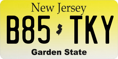 NJ license plate B85TKY
