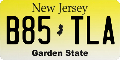 NJ license plate B85TLA