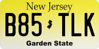 NJ license plate B85TLK