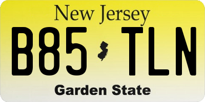 NJ license plate B85TLN