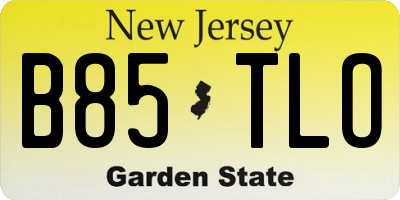 NJ license plate B85TLO