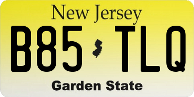 NJ license plate B85TLQ