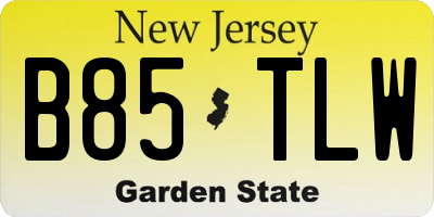 NJ license plate B85TLW