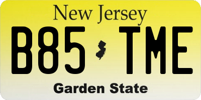 NJ license plate B85TME