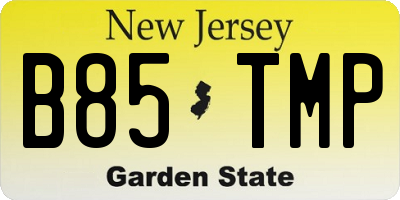 NJ license plate B85TMP