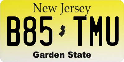 NJ license plate B85TMU