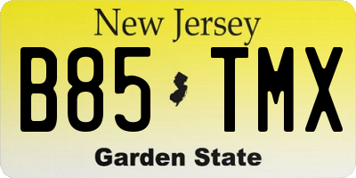 NJ license plate B85TMX