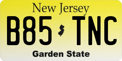 NJ license plate B85TNC