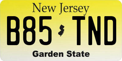 NJ license plate B85TND