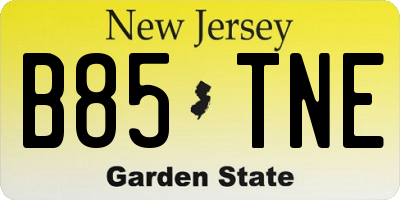 NJ license plate B85TNE