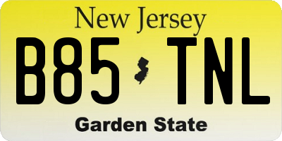 NJ license plate B85TNL
