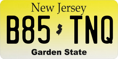 NJ license plate B85TNQ