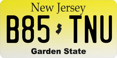 NJ license plate B85TNU