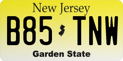 NJ license plate B85TNW
