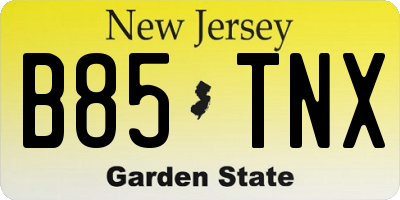 NJ license plate B85TNX