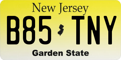 NJ license plate B85TNY