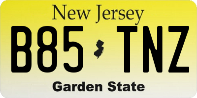 NJ license plate B85TNZ