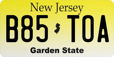 NJ license plate B85TOA