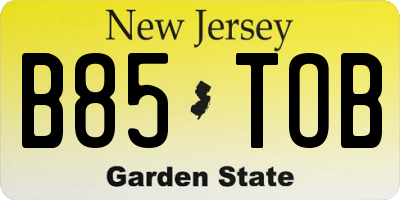 NJ license plate B85TOB