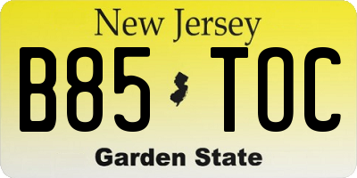 NJ license plate B85TOC