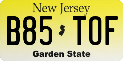 NJ license plate B85TOF