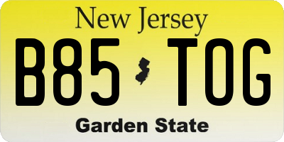NJ license plate B85TOG