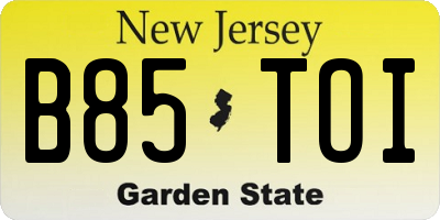 NJ license plate B85TOI