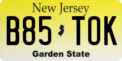 NJ license plate B85TOK