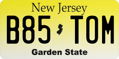 NJ license plate B85TOM