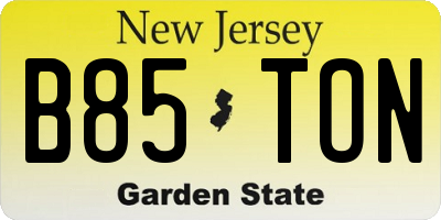 NJ license plate B85TON
