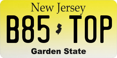 NJ license plate B85TOP