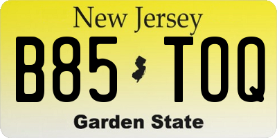 NJ license plate B85TOQ