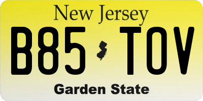 NJ license plate B85TOV