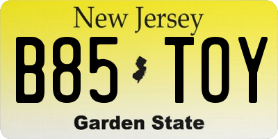 NJ license plate B85TOY
