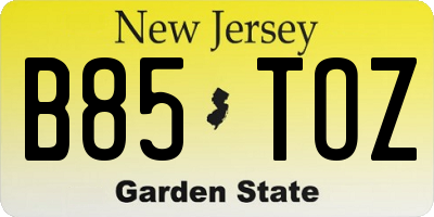 NJ license plate B85TOZ