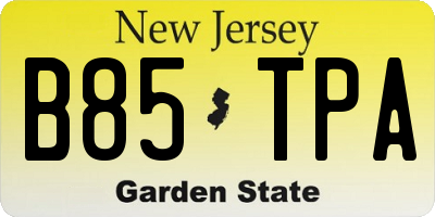 NJ license plate B85TPA