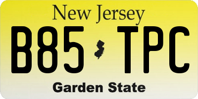 NJ license plate B85TPC