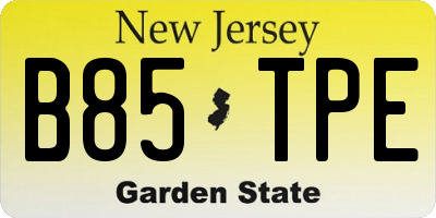 NJ license plate B85TPE