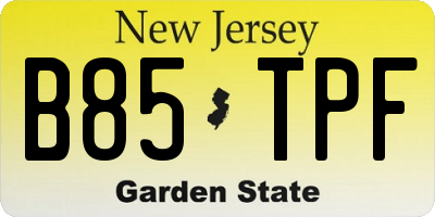 NJ license plate B85TPF