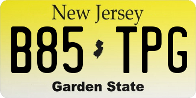 NJ license plate B85TPG