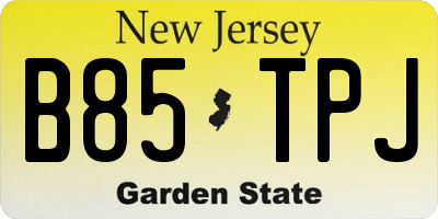 NJ license plate B85TPJ
