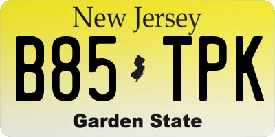 NJ license plate B85TPK