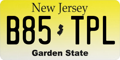 NJ license plate B85TPL