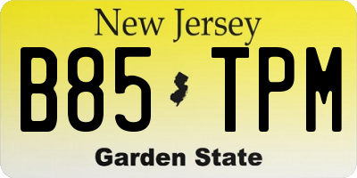 NJ license plate B85TPM