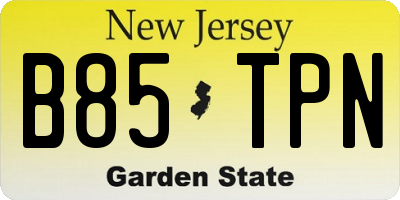 NJ license plate B85TPN