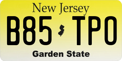 NJ license plate B85TPO