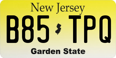 NJ license plate B85TPQ