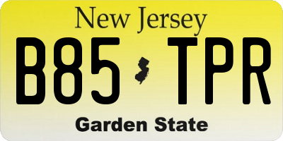 NJ license plate B85TPR