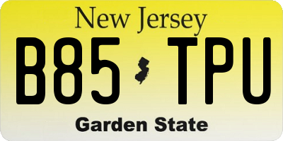 NJ license plate B85TPU